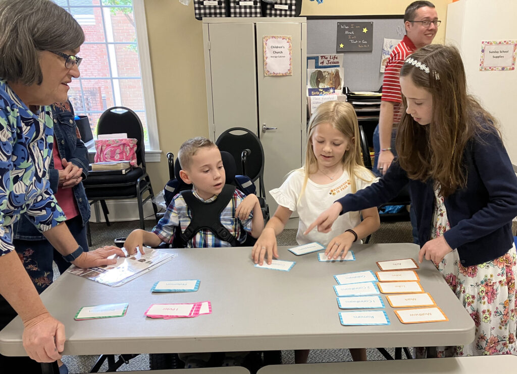 children doing activity during Sunday school